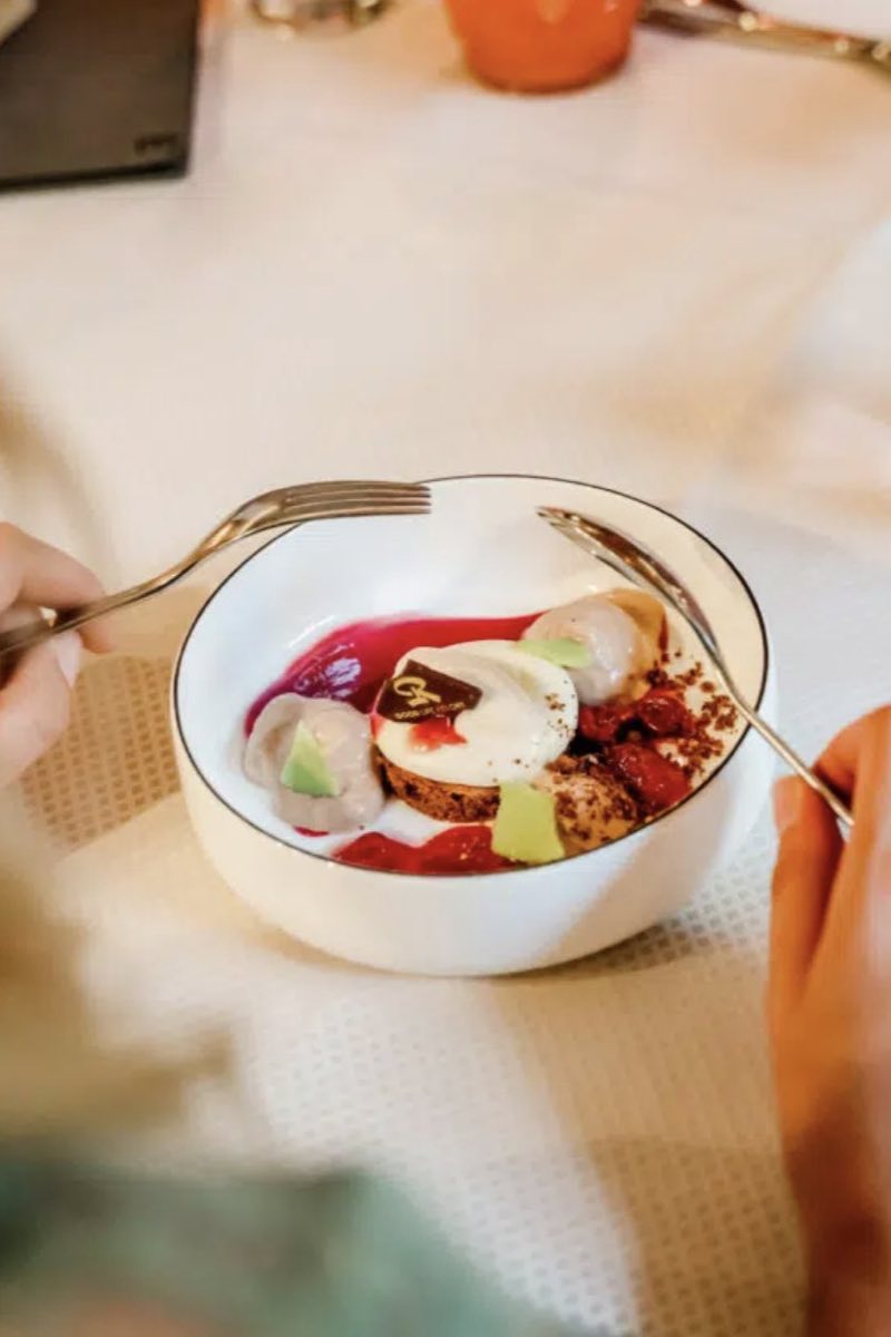 Dessert van het vijfgangendiner
